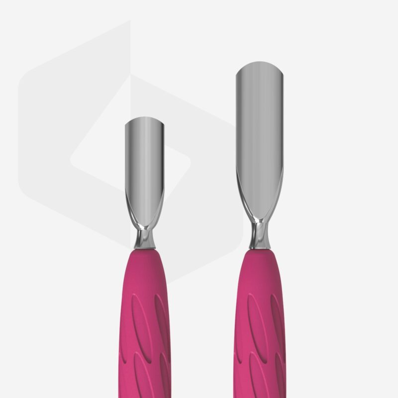STALEKS Manicure Pusher Gummy  with silicone handle UNIQ 10 TYPE 1 (rounded wide and rounded narrow pusher)