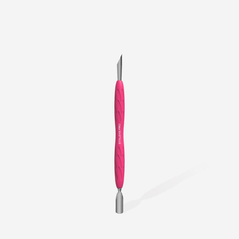 STALEKS Manicure pusher with silicone handle “Gummy” UNIQ 10 TYPE 2 (narrow rounded pusher + slanted pusher)