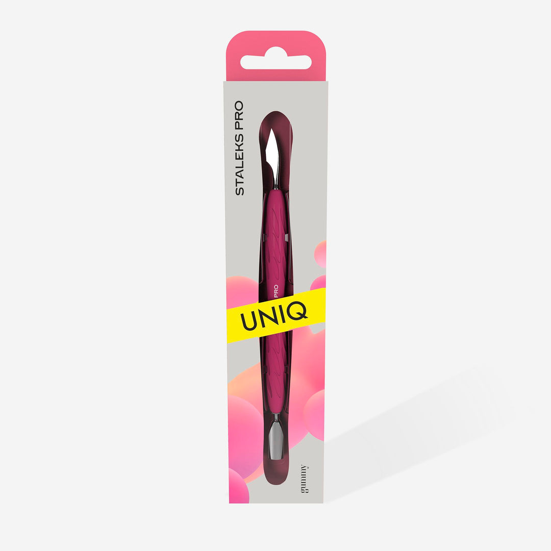 STALEKS Manicure pusher Gummy with silicone handle UNIQ 10 TYPE 3 (rounded narrow pusher and cleaner)