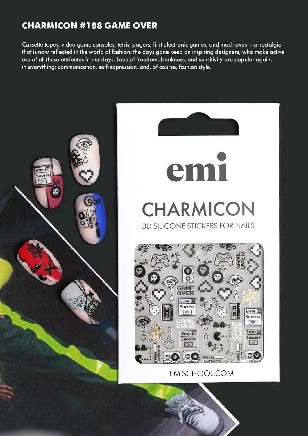 Charmicon 3D Silicone Stickers #188 Game Over