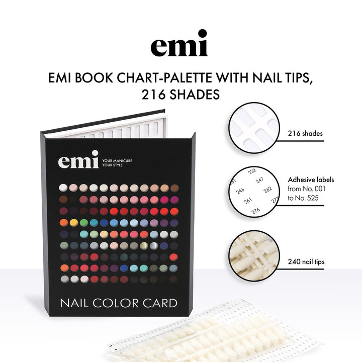 EMI Book Chart-Palette with Nail Tips, 216 shades