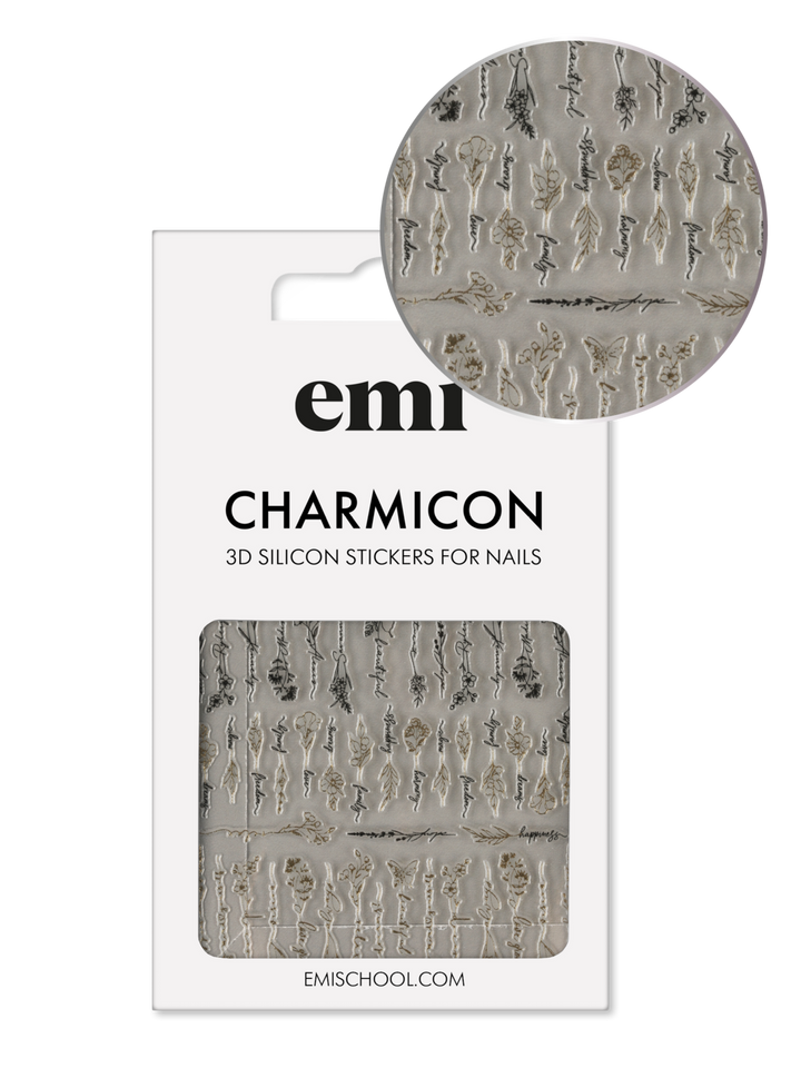 Charmicon 3D Silicone Stickers #231 Flowers and phrases