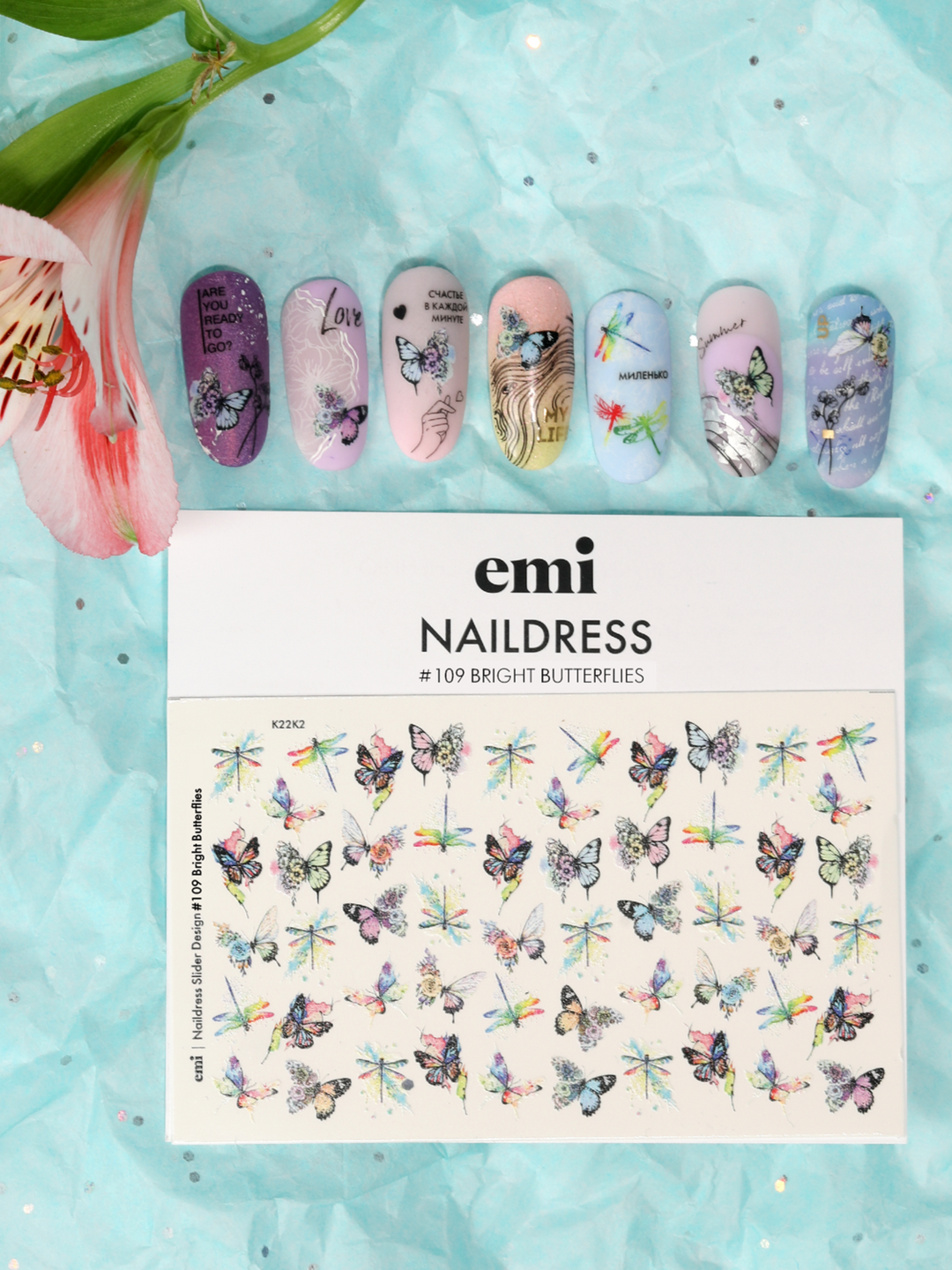 Naildress Slider Design #109 Bright Butterflies *