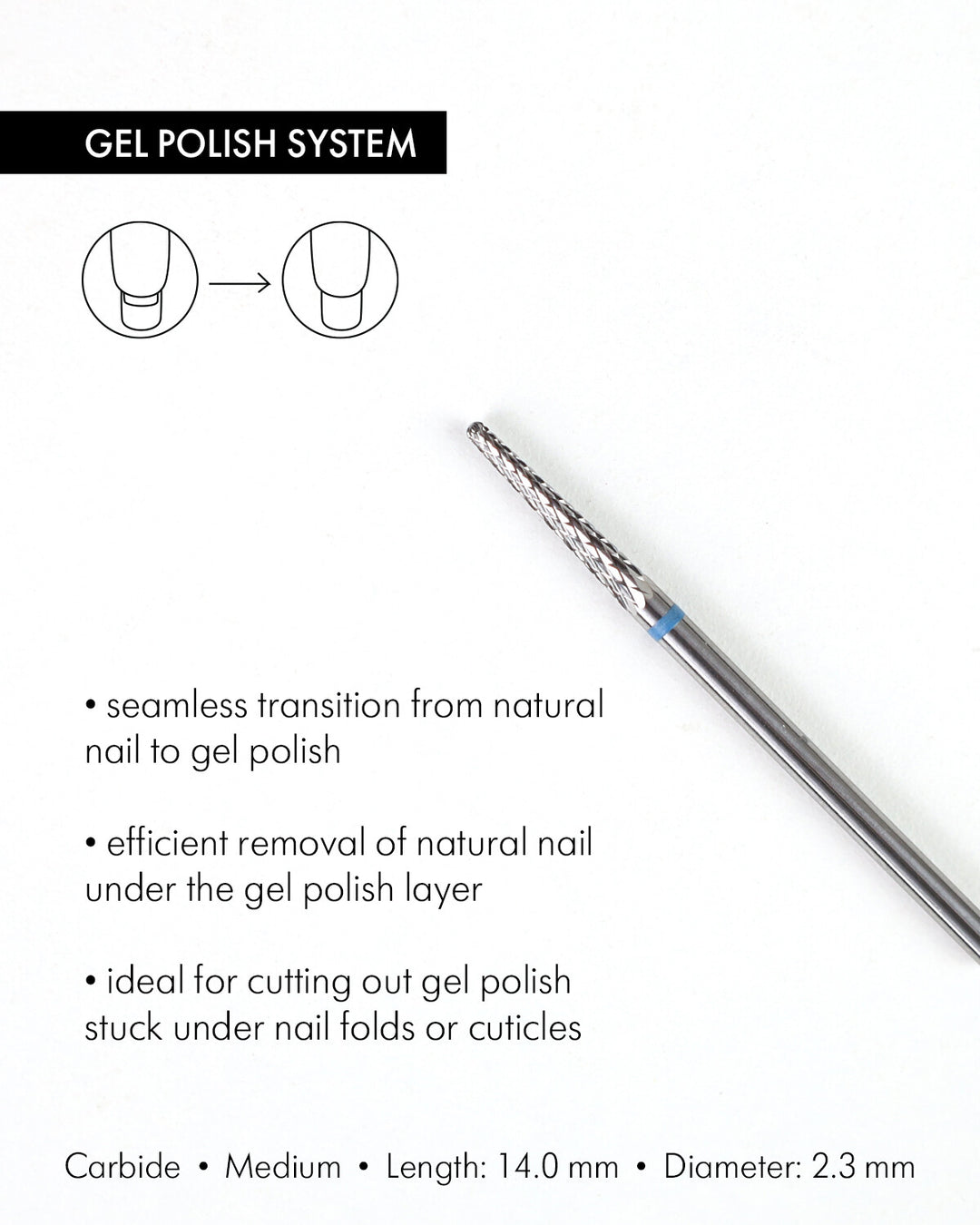 Konische Hartmetall-Rotationsfeile, 2,3 mm, mittlere Abrasivität