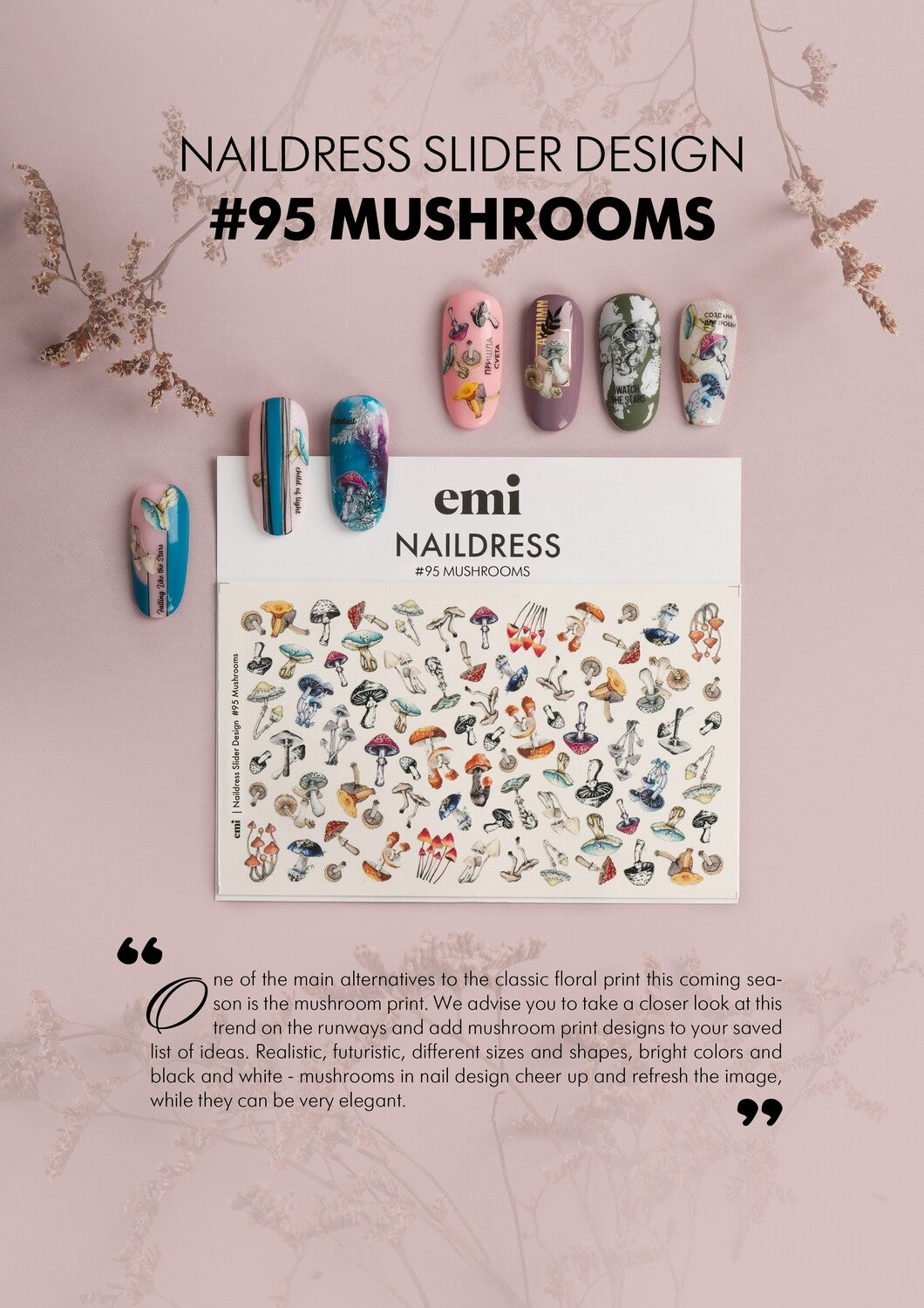 Naildress Slider Design #95 Mushrooms *