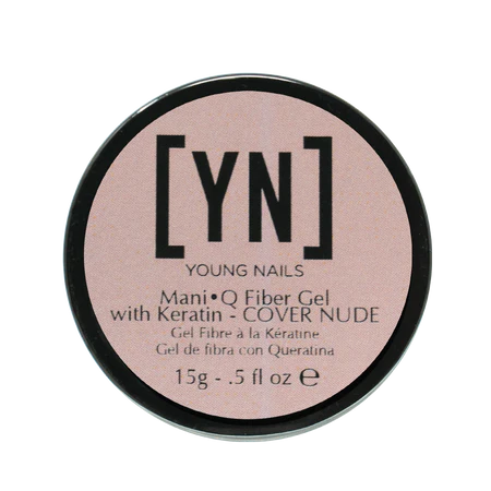 YN MANI•Q FIBER GEL WITH KERATIN, COVER NUDE 15G JAR