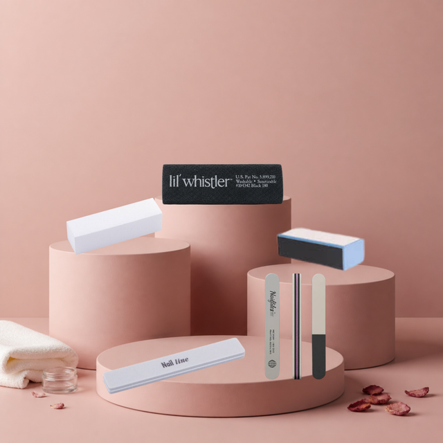 Nailline Buffers & Polijstvijlen – Polijstblok Wit, Sponge Buffer, Buff & Shine, Boyfriend Polijstvijl en Lil Whistler Polijst