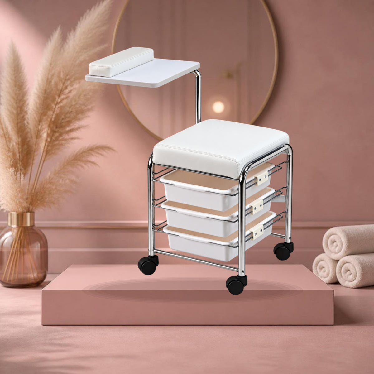 SIBEL Manicure Stool w/ 3 Drawers Michele