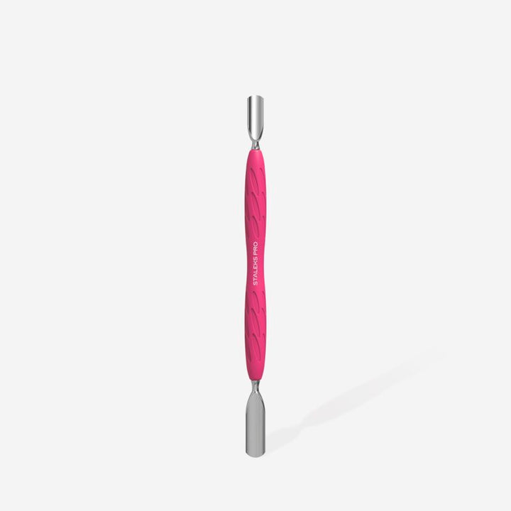 STALEKS Manicure Pusher Gummy  with silicone handle UNIQ 10 TYPE 1 (rounded wide and rounded narrow pusher)