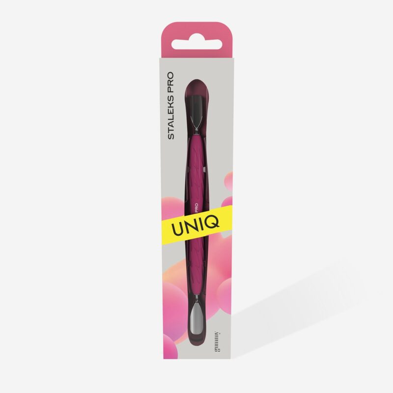 STALEKS Manicure Pusher Gummy  with silicone handle UNIQ 10 TYPE 1 (rounded wide and rounded narrow pusher)