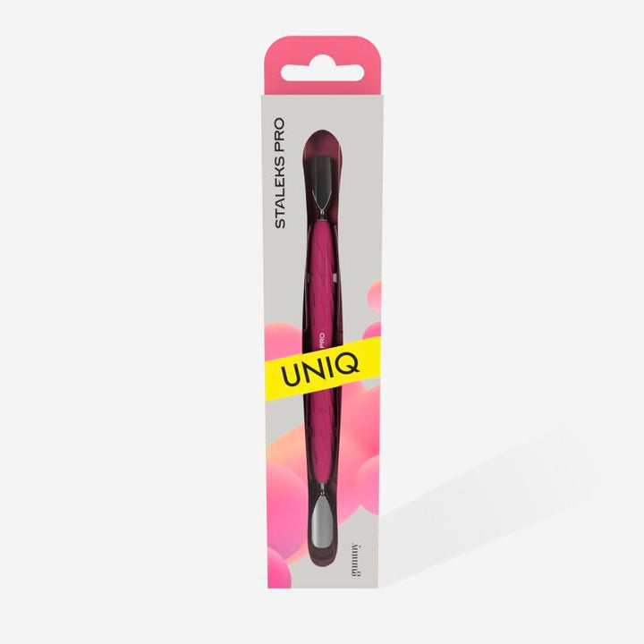 STALEKS Manicure Pusher Gummy  with silicone handle UNIQ 10 TYPE 1 (rounded wide and rounded narrow pusher)