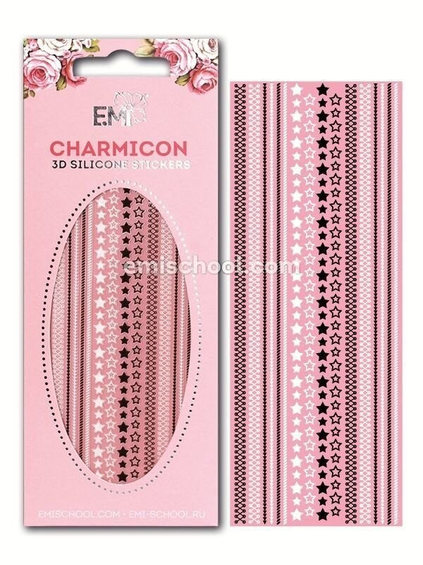 EMI Charmicon 3D Silicone Stickers – Stars MIX #2 Black/White
