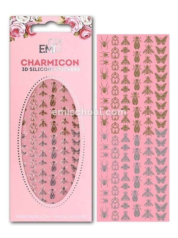 EMI Charmicon 3D Silicone Stickers – Insects #2 Gold/Silver