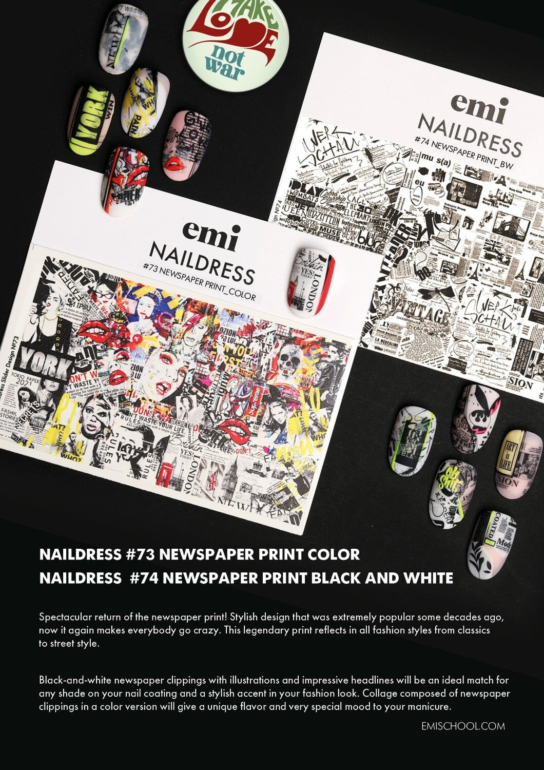 EMI Naildress Slider Design – #74 Newspaper print bw