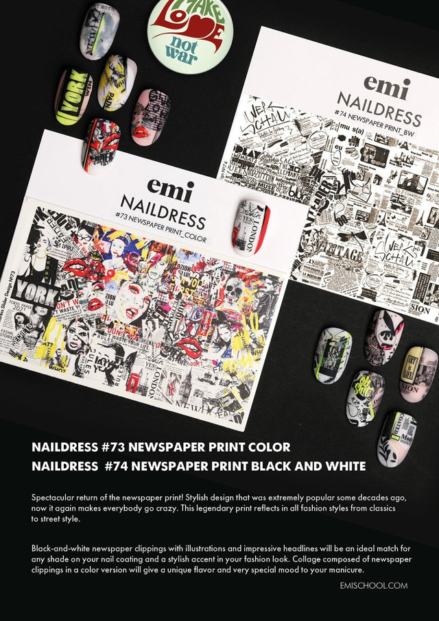 EMI Naildress Slider Design – #74 Newspaper print bw