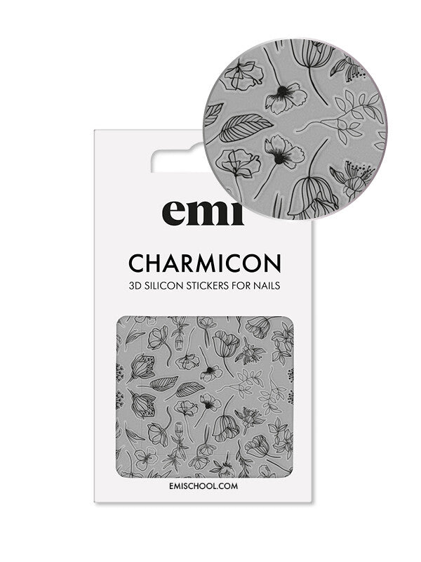 EMI Charmicon 3D Silicone Stickers – #176 Black Flowers