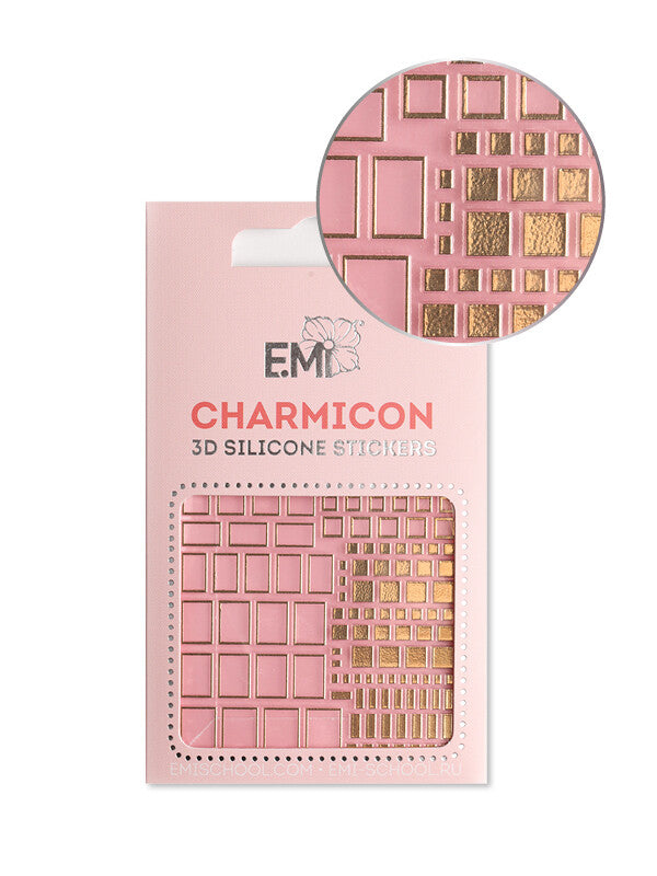 EMI Charmicon 3D Silicone Stickers – #158 Squares Gold