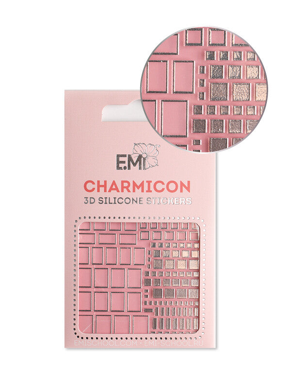 EMI Charmicon 3D Silicone Stickers – #159 Squares Silver