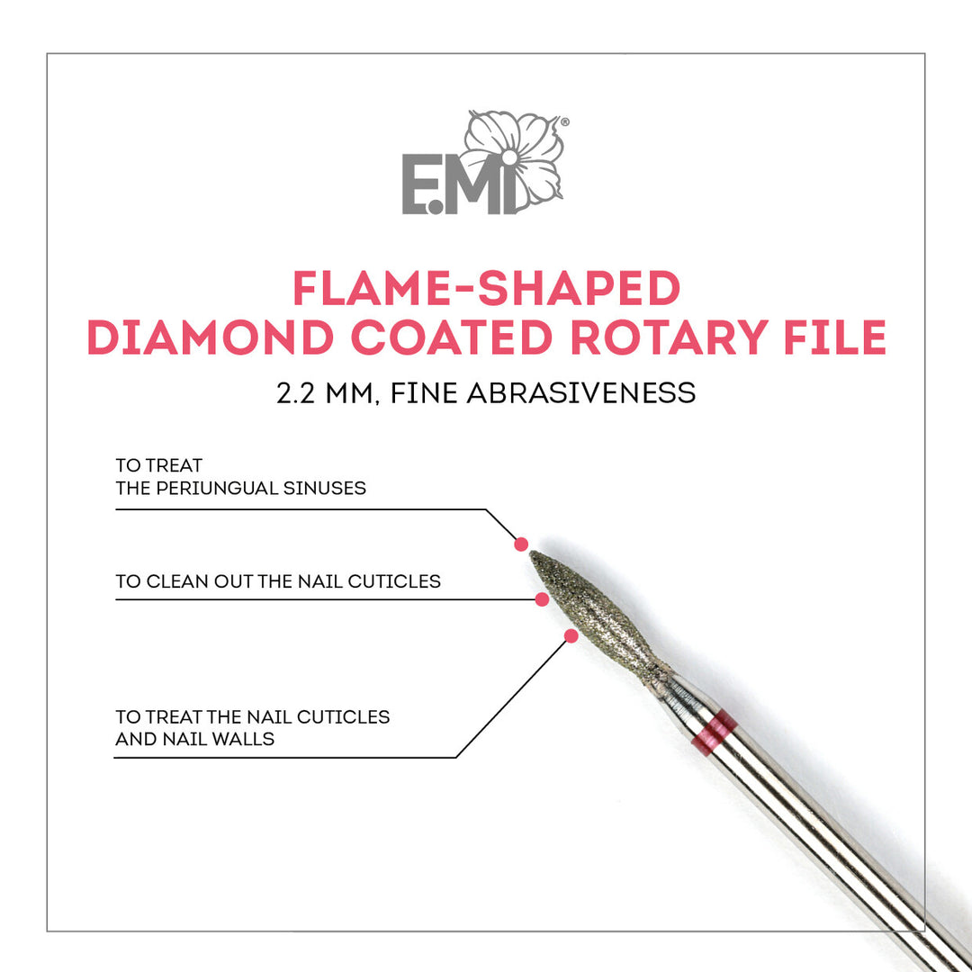 Flame-shaped Diamond Coated Rotary File, 2.2 mm, Fine abrasivenes