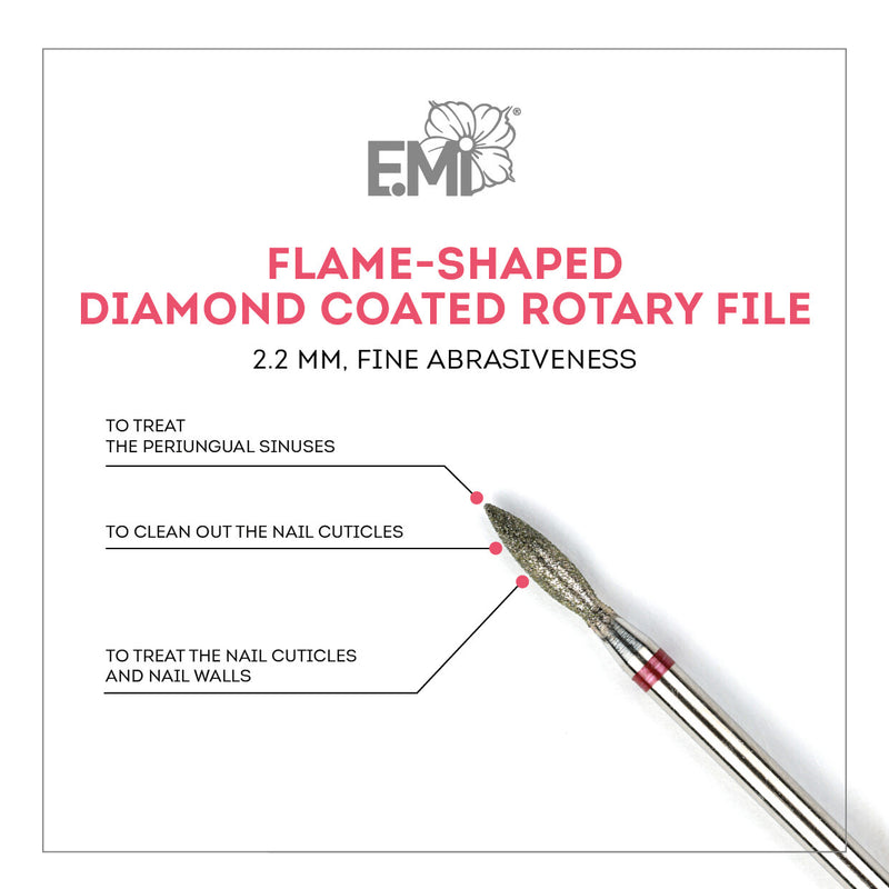 Flammenförmige diamantbeschichtete Rotationsfeile, 2,2 mm, feine Schleifmittel