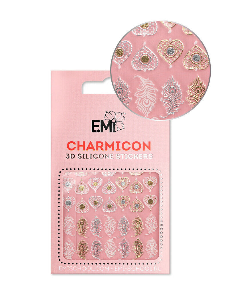 EMI Charmicon 3D Silicone Stickers – #107 Feathers and Hearts