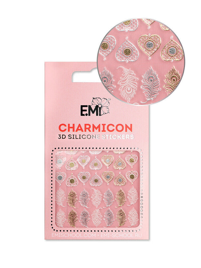EMI Charmicon 3D Silicone Stickers – #107 Feathers and Hearts