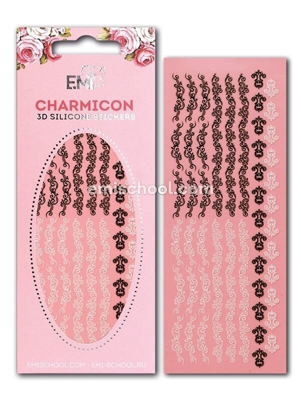 EMI Charmicon 3D Silicone Stickers – Swirl #4 Black/White