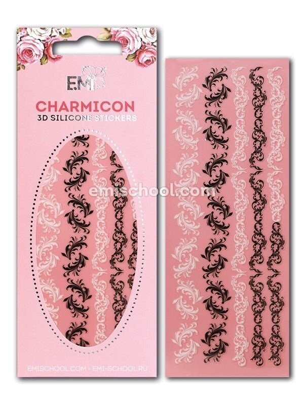 Charmicon 3D Silicone Stickers Swirl #3 Black/White