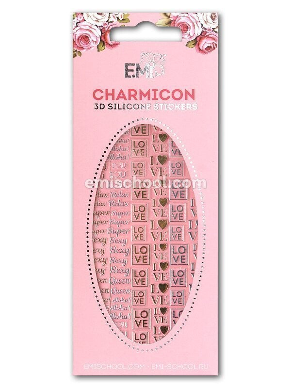 EMI Charmicon 3D Silicone Stickers – #51 Words Gold/Silver