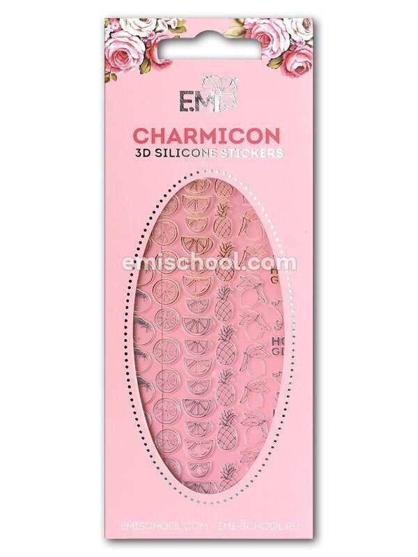 EMI Charmicon 3D Silicone Stickers – #45 Tropical Fruits Gold/Silver