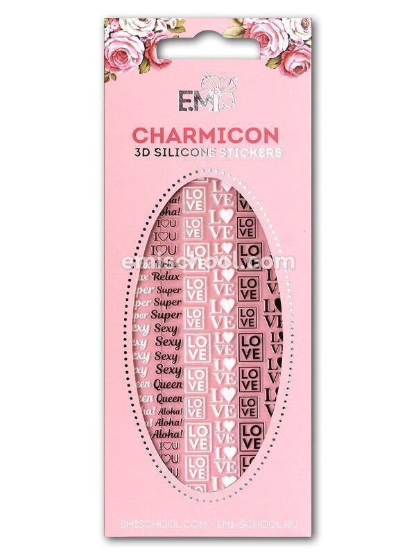 EMI Charmicon 3D Silicone Stickers – #52 Words Black/White