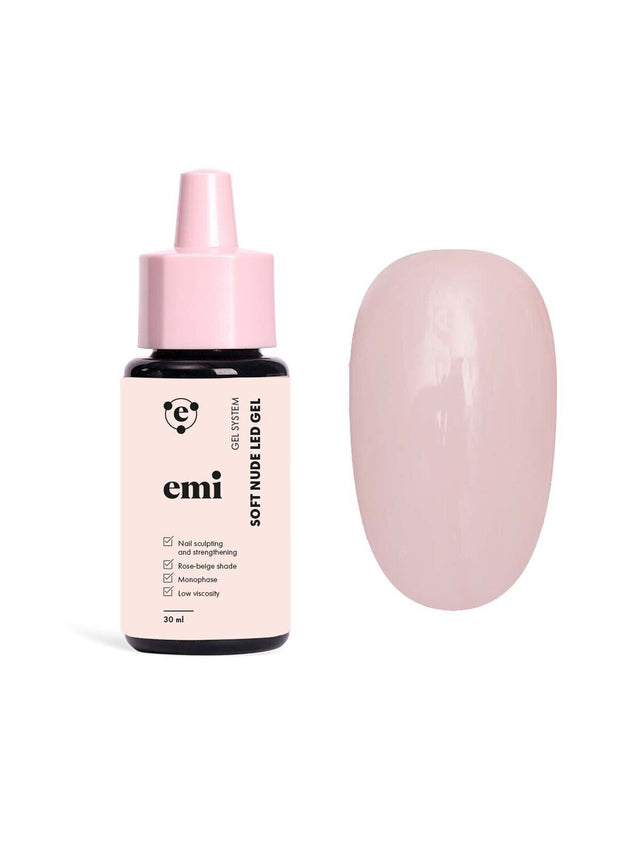 Soft Nude LED Gel in bottle, 9/15/30 ml.