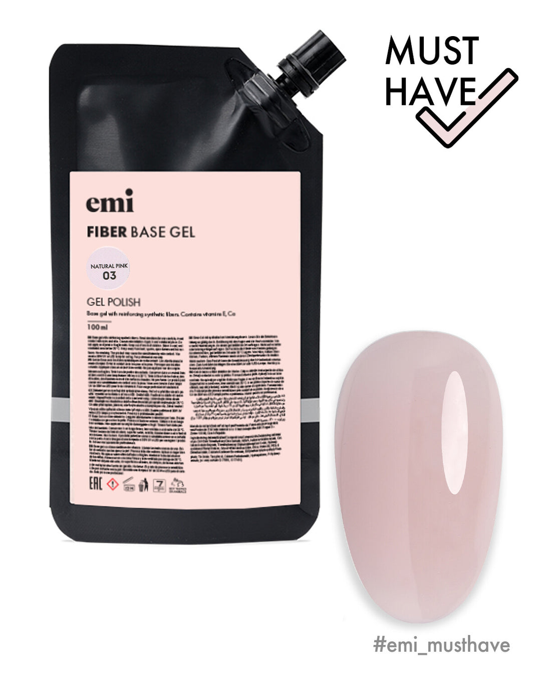 E.MiLac Fiber Base Gel Natural Pink #3