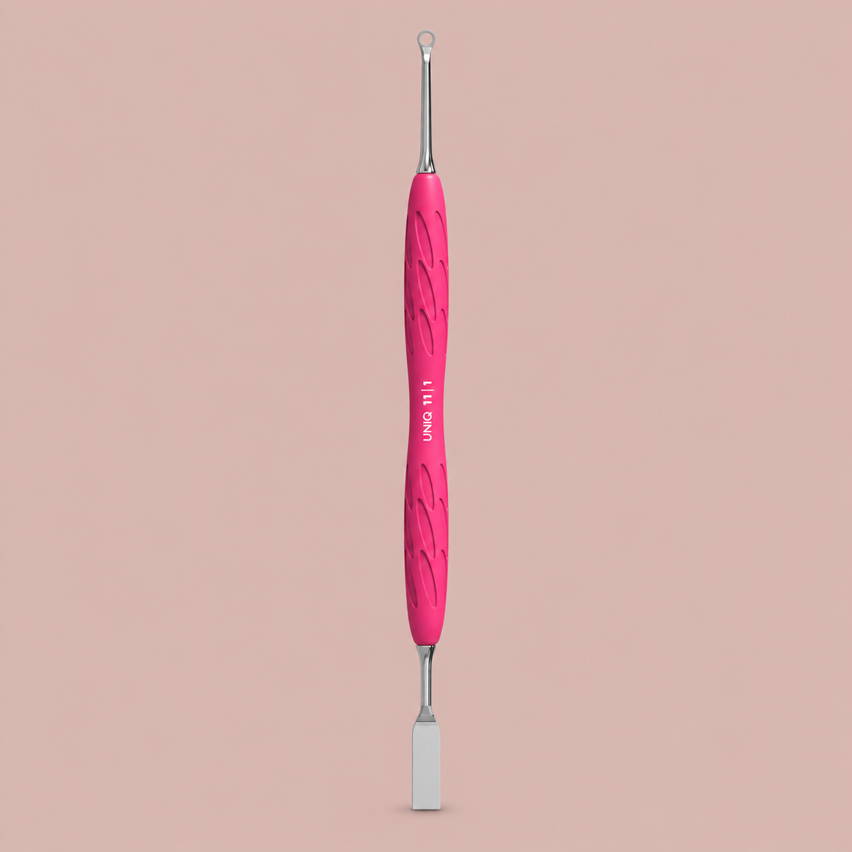 STALEKS Manicure pusher Gummy with silicone handle UNIQ 11 TYPE 1 (straight flat and loop pusher)