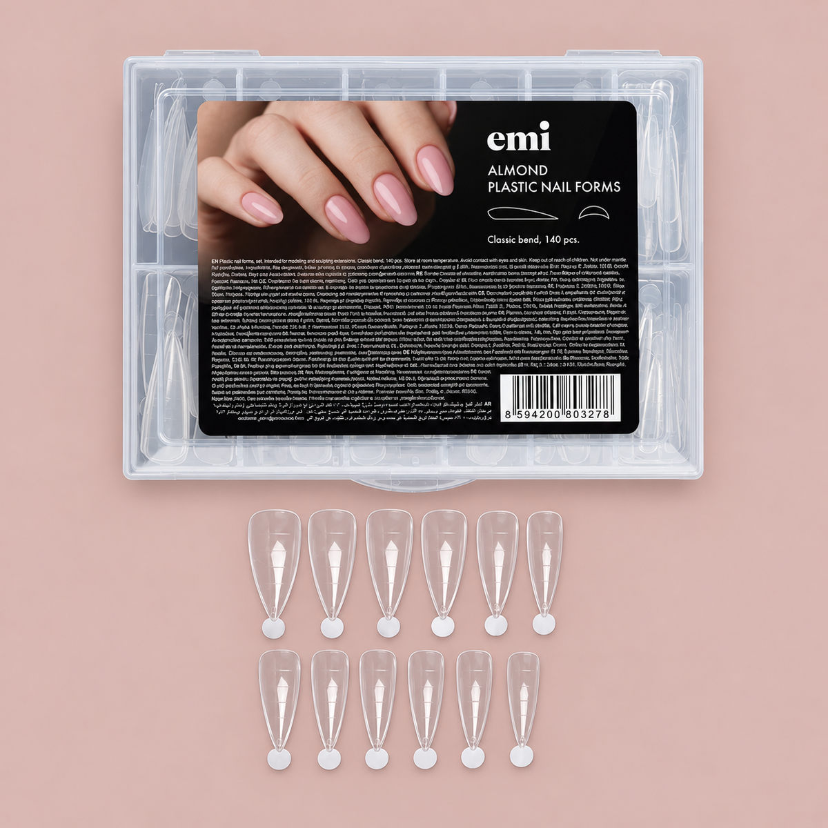 EMI Plastic Full Cover Nail Tips Almond 140 pcs