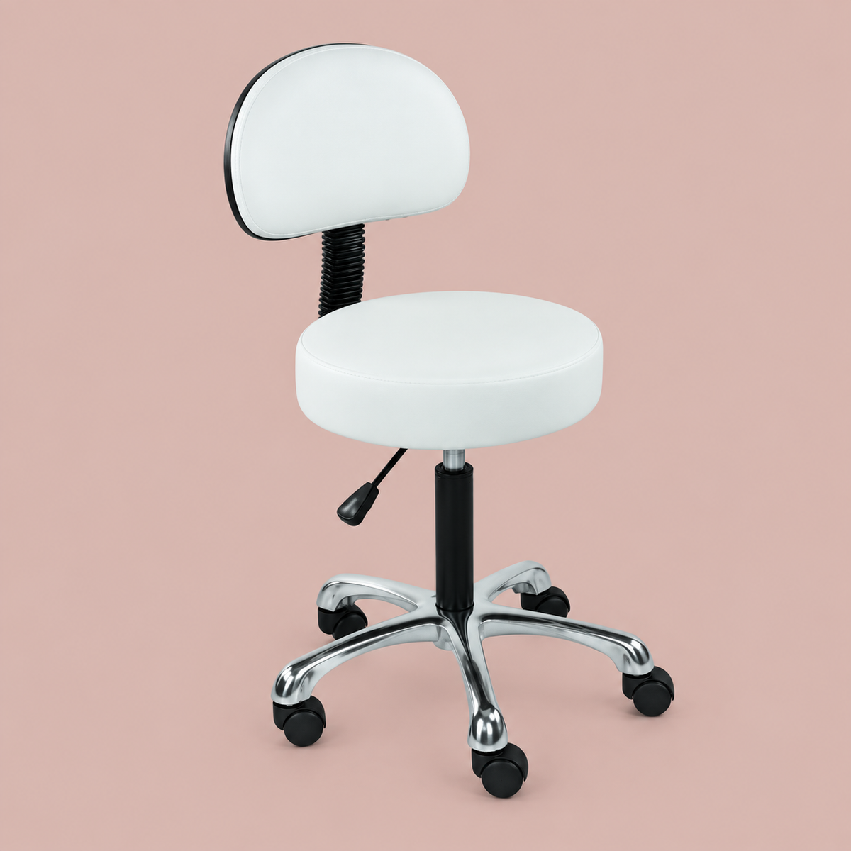 SIBEL Stool w/ Backrest Beauty Comfort White