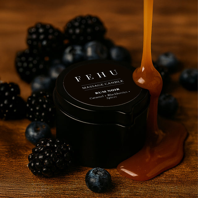 FEHU Massage Candle Rum Noir, 30 g / 100 g.