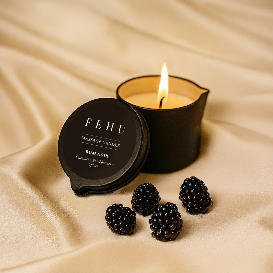 FEHU Massage Candle Rum Noir, 30 g / 100 g.