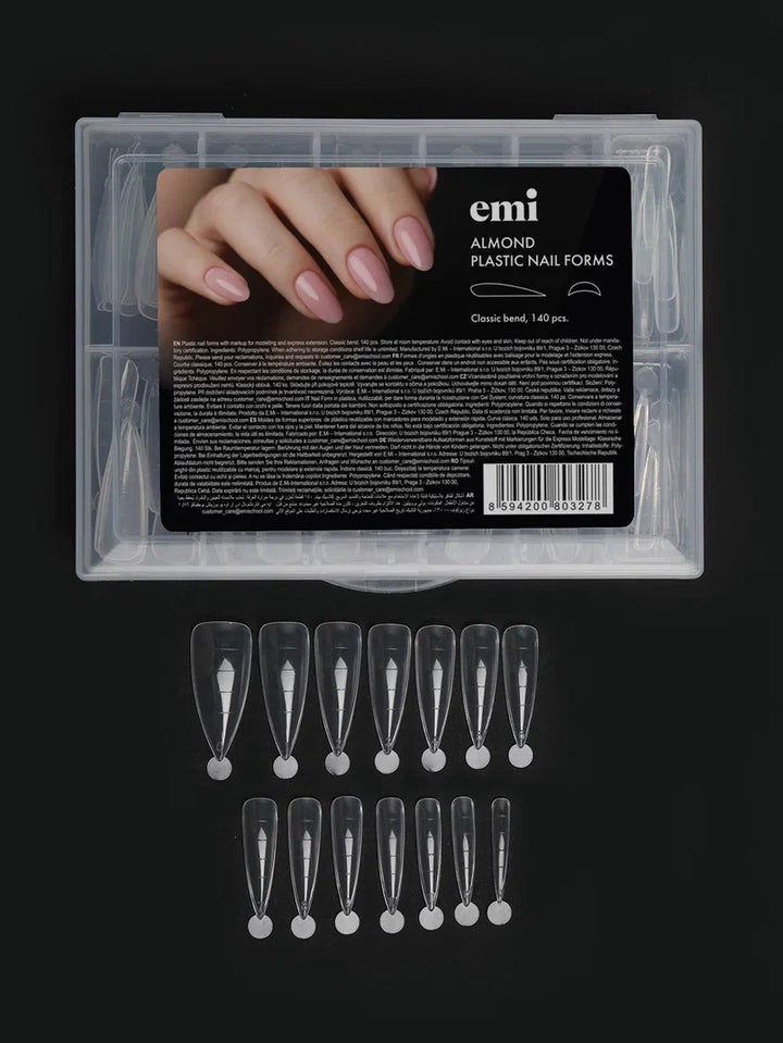 EMi Plastic Full Cover Nail Tips Almond 140pcs