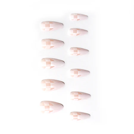 Full Cover Checkered French Almond Nail Tips 550 Master Pack