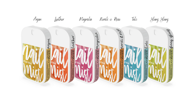 Nail Mist Set- Argan, Leather, Magnolia, Neroli & Rose, Talc en Ylang Ylang