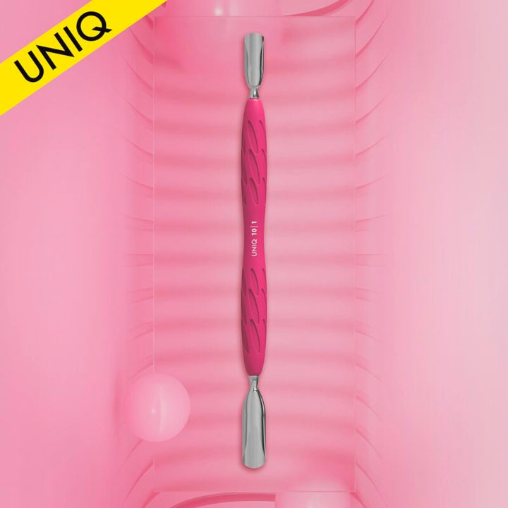 STALEKS Manicure Pusher Gummy  with silicone handle UNIQ 10 TYPE 1 (rounded wide and rounded narrow pusher)