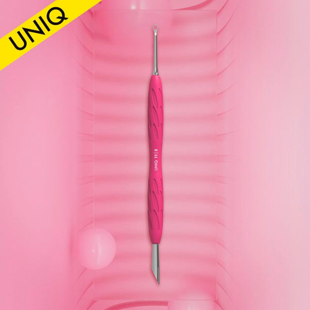 STALEKS Manicure pusher Gummy with silicone handle UNIQ 11 TYPE 2 (beveled and loop pusher)
